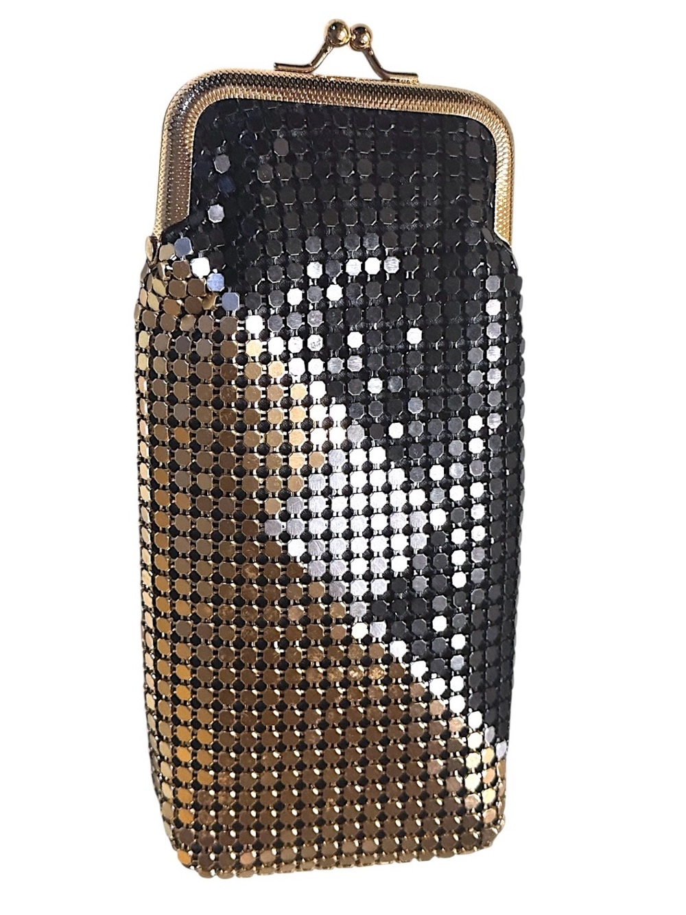 CTM Metallic Mesh Pattern Cigarette Case with Lighter Pocket & Kiss Lock Closure